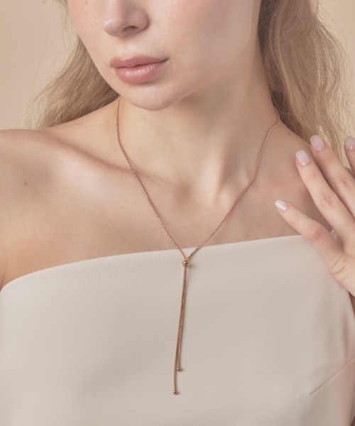 sowang（ソワン）の「【ステンレス】スライダーボウタイロングネックレス（ネックレス・レディース・シルバー/ゴールド/ピンク・FREE）」の2枚目の写真