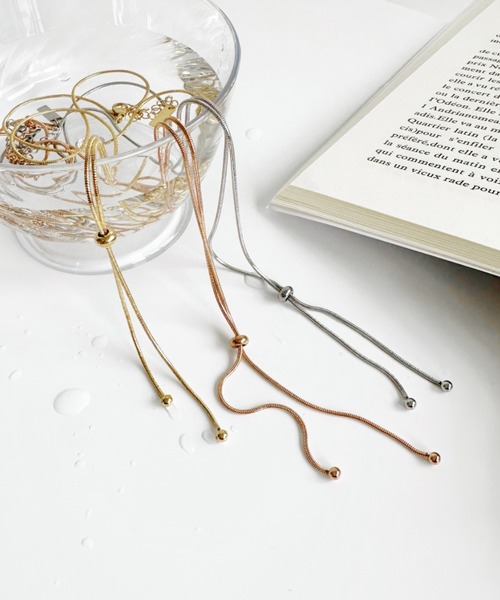 sowang（ソワン）の「【ステンレス】スライダーボウタイロングネックレス（ネックレス・レディース・シルバー/ゴールド/ピンク・FREE）」の4枚目の写真