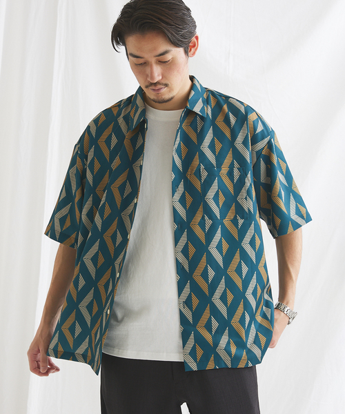 JOURNAL STANDARD ジオメパターン ワイドシルエット シャツ　総柄 GEOM PATTERN/ジオメパターン】ワイドシルエット 柄シャツ “総柄