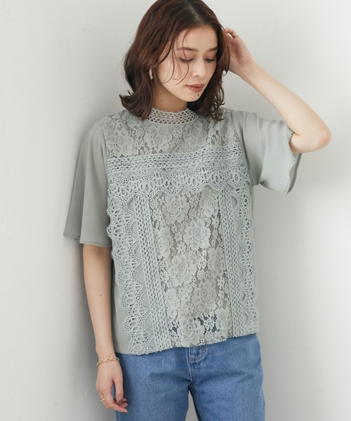 ELENCARE DUE(エレンカーレデュエ)の「・ELENCARE DUE イロイロレース5分袖ブラウス(シャツ/ブラウス・レディース・ブラック/オフホワイト/イエロー/ライトカーキ・FREE)」の3枚目の写真
