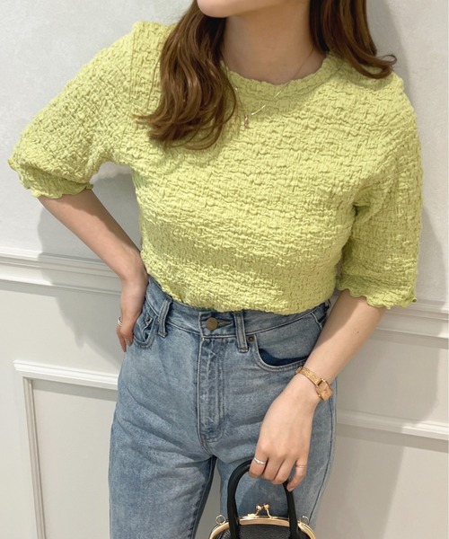 apres jour(アプレジュール)の「ぽこぽこトップス【ZOZOTOWN限定アイテム】(Tシャツ/カットソー・レディース・オレンジ/アイボリー/グリーン・X-LARGE/フリー)」の3枚目の写真