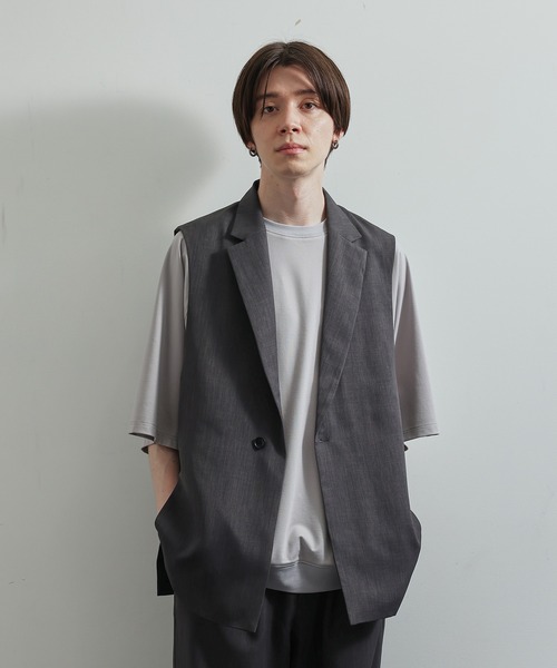 JUNRED(ジュンレッド)の「SET UP対応ドレープカチオンテーラードベスト(ベスト・メンズ・ダークグリーン/ライトグレー/チャコールグレー/ブルー系その他・S/L/M)」の5枚目の写真