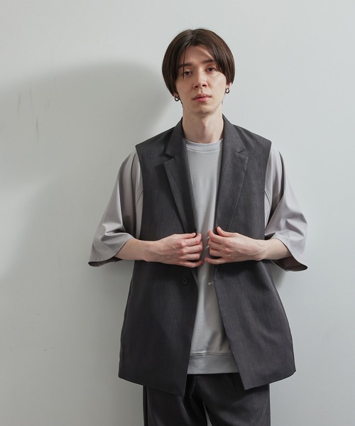 JUNRED(ジュンレッド)の「SET UP対応ドレープカチオンテーラードベスト(ベスト・メンズ・ダークグリーン/ライトグレー/チャコールグレー/ブルー系その他・S/L/M)」の6枚目の写真