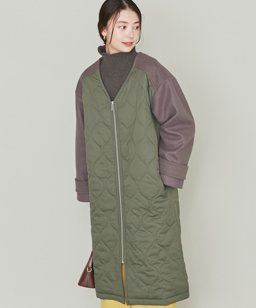 LAVEANGE（ラビアンジェ）の「キルティング切替ロングコート M-4L