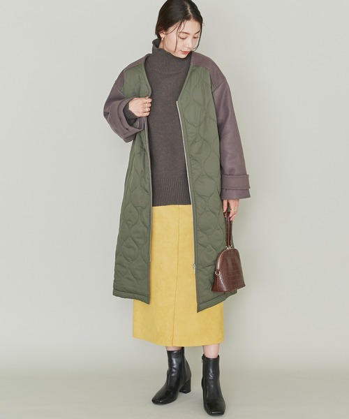 LAVEANGE（ラビアンジェ）の「キルティング切替ロングコート M-4L