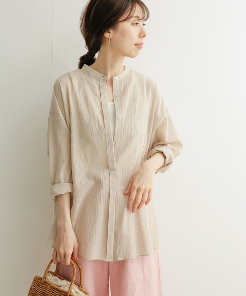 URBAN RESEARCH DOORS(アーバンリサーチドアーズ)の「コットンワッシャーワイドシャツ(シャツ/ブラウス・レディース・ブルー/ネイビー/ライトベージュ・MEDIUM)」の9枚目の写真