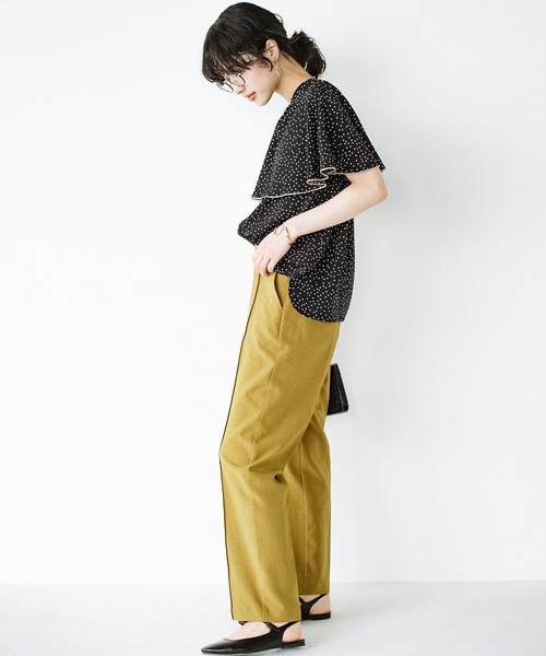 haco!（ハコ）の「お手入れも着心地も楽ちんが1番！部屋着感覚で着られてきれい見せが叶う　お仕事にも便利な撥水加工のストレートパンツ（その他パンツ・レディース・マスタード/ダークネイビー・SMALL/MEDIUM/LARGE/X-LARGE）」の9枚目の写真