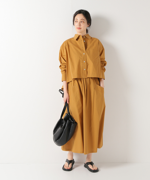 IENA(イエナ)の「【ROBERTO COLLINA/ロベルトコリーナ】ポプリンクロップドシャツ(シャツ/ブラウス・レディース・ブラウン/イエロー・FREE)」の3枚目の写真