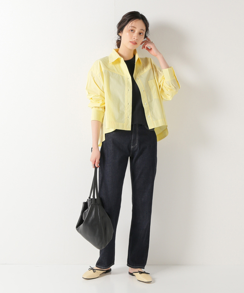 IENA(イエナ)の「【ROBERTO COLLINA/ロベルトコリーナ】ポプリンクロップドシャツ(シャツ/ブラウス・レディース・ブラウン/イエロー・FREE)」の5枚目の写真