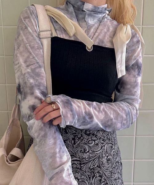 byYOUANCE（バイユアンス）の「ｼｱｰﾒﾛｳﾊｲﾈｯｸﾛﾝT（Tシャツ/カットソー・レディース・ターコイズブルー/オレンジ/グリーン/ブラック系その他/グリーン系その他/ブルー系その他/その他1/その他2/その他3/その他4・FREE）」の2枚目の写真