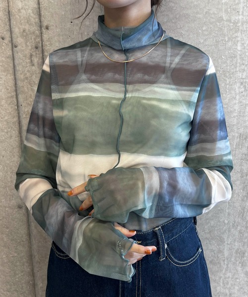 byYOUANCE（バイユアンス）の「ｼｱｰﾒﾛｳﾊｲﾈｯｸﾛﾝT（Tシャツ/カットソー・レディース・ターコイズブルー/オレンジ/グリーン/ブラック系その他/グリーン系その他/ブルー系その他/その他1/その他2/その他3/その他4・FREE）」の12枚目の写真