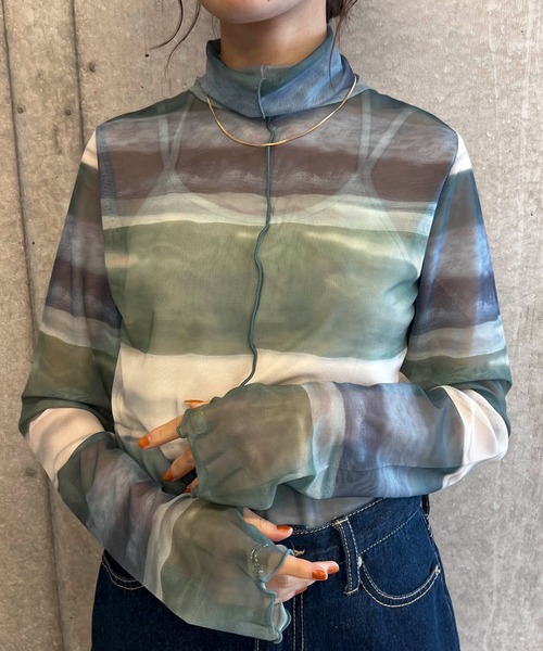 byYOUANCE（バイユアンス）の「ｼｱｰﾒﾛｳﾊｲﾈｯｸﾛﾝT（Tシャツ/カットソー・レディース・ターコイズブルー/オレンジ/グリーン/ブラック系その他/グリーン系その他/ブルー系その他/その他1/その他2/その他3/その他4・FREE）」の16枚目の写真