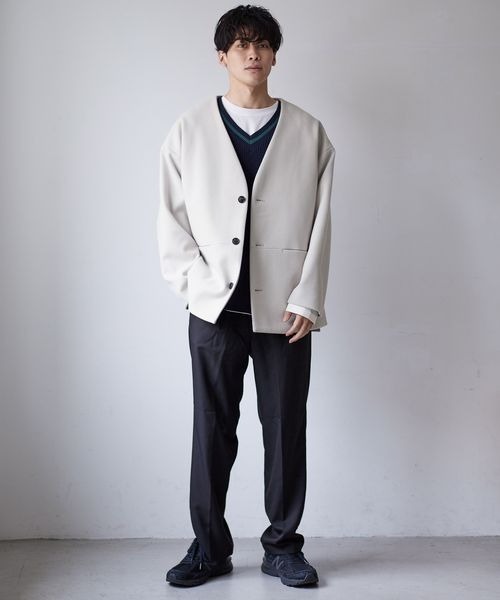 LOWRYS FARM（ローリーズファーム）の「ウールライクノーカラージャケット　281579（ノーカラーコート・メンズ・ブラック/ブラウン/アイボリー・MEDIUM/LARGE）」の18枚目の写真