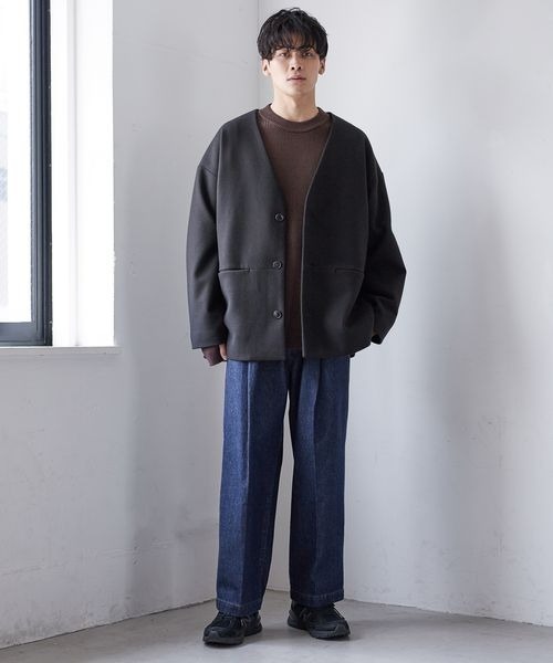 LOWRYS FARM（ローリーズファーム）の「ウールライクノーカラージャケット　281579（ノーカラーコート・メンズ・ブラック/ブラウン/アイボリー・MEDIUM/LARGE）」の21枚目の写真