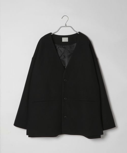 LOWRYS FARM（ローリーズファーム）の「ウールライクノーカラージャケット　281579（ノーカラーコート・メンズ・ブラック/ブラウン/アイボリー・MEDIUM/LARGE）」の15枚目の写真