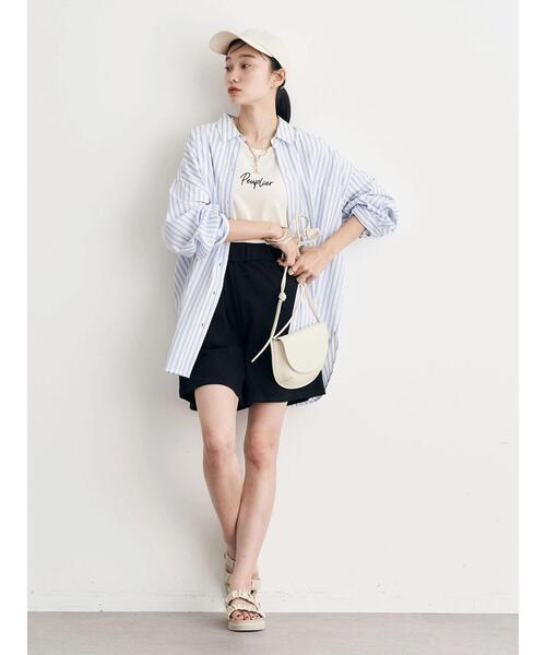 earth music&ecology（アースミュージックアンドエコロジー）の「ミニウラケショートパンツ（その他パンツ・レディース・アイボリー/ブラック・FREE）」の4枚目の写真