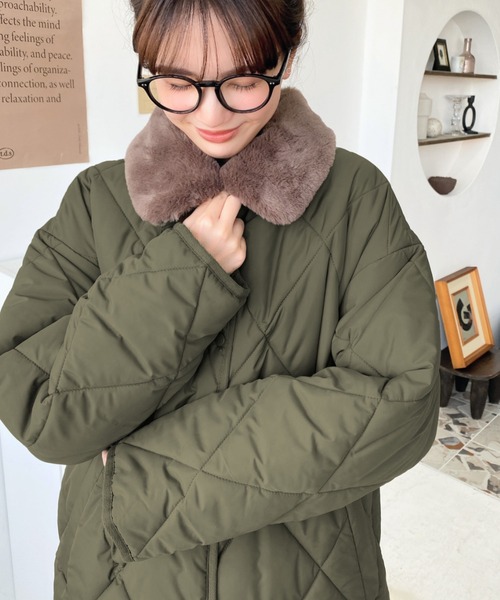 moment+（モーメントプラス）の「えりファーマットポリエステルダイヤ