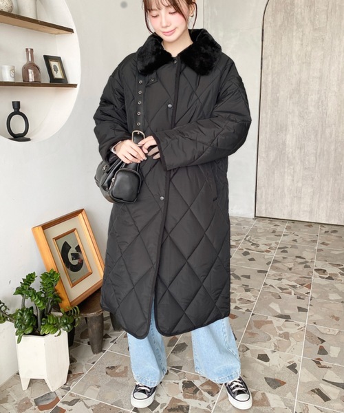 moment+（モーメントプラス）の「えりファーマットポリエステルダイヤ