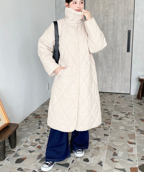 セール】えりファーマットポリエステルダイヤキルトエコダウンコート