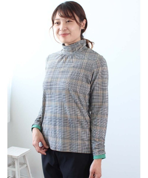 MB mint breeze(エムビーミントブリーズ)の「【M~5L 大きいサイズ】発熱・抗菌 タートルネック カットソー 柄(Tシャツ/カットソー・レディース・チャコールグレー/クリーム/ネイビー/グレー/ライトグレー/ベージュ・3L/LL/L/5L/4L/M)」の10枚目の写真