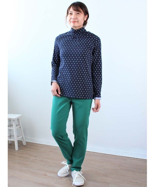 MB mint breeze(エムビーミントブリーズ)の「【M~5L 大きいサイズ】発熱・抗菌 タートルネック カットソー 柄(Tシャツ/カットソー・レディース・チャコールグレー/クリーム/ネイビー/グレー/ライトグレー/ベージュ・3L/LL/L/5L/4L/M)」の15枚目の写真
