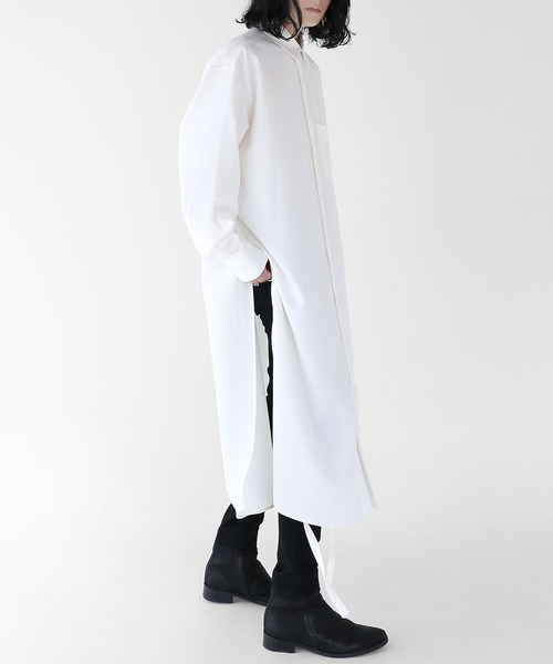 minsobi ロングシャツ　コート　XL minsobi tシャツ フラワーロングシャツコート ロング丈スリット