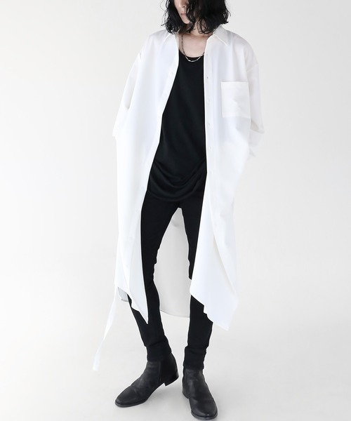 minsobi ロングシャツ　コート　XL minsobi tシャツ フラワーロングシャツコート ロング丈スリット