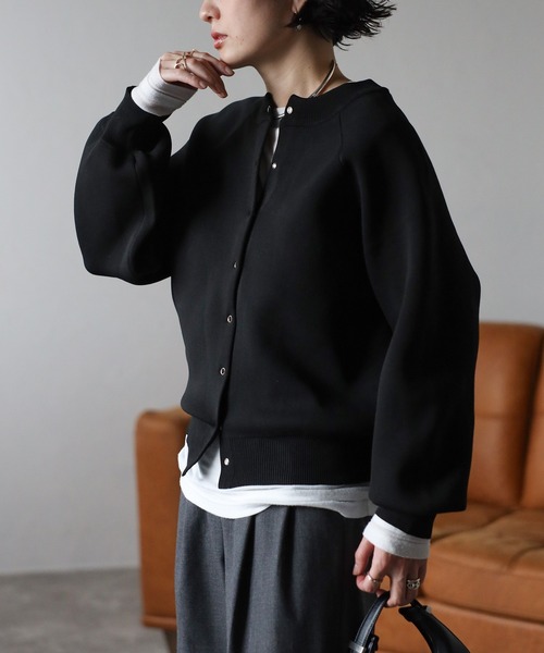 DOLCE&GABBANA カーディガン ブラック 38 ボレロ 着回し 上品 セール】透かし編み 切り替え 襟付き カーディガン/レディース