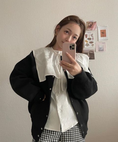 Bonjour Sagan(ボンジュールサガン)の「スナップボタンダンボールカーディガン(カーディガン/ボレロ・レディース・ライトベージュ/ブラック/ブラウン/グリーン/オレンジ/ブルー/ピンク/ネイビー・FREE)」の18枚目の写真