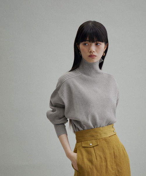 ADAM ET ROPE'（アダムエロペ）の「【WEB・一部実店舗限定】WOOL混リブタートル（ニット/セーター・レディース・チャコールグレー/ライトグレー/ベージュ/グリーン/ベージュ系その他・FREE）」の3枚目の写真