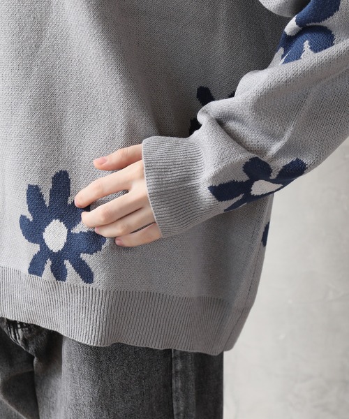 【Hyper Couture】デイジー オーバーサイズ ニット 3Lサイズ セール】DAISYFLOWER OVERSIZED KNIT/7Gボリュームニット デイジー柄