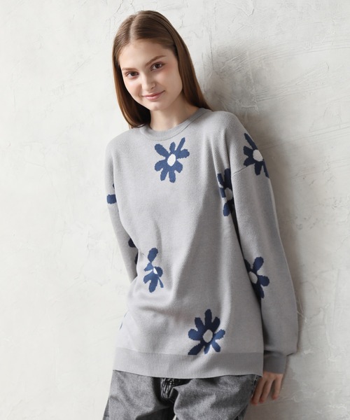 【Hyper Couture】デイジー オーバーサイズ ニット 3Lサイズ セール】DAISYFLOWER OVERSIZED KNIT/7Gボリュームニット デイジー柄