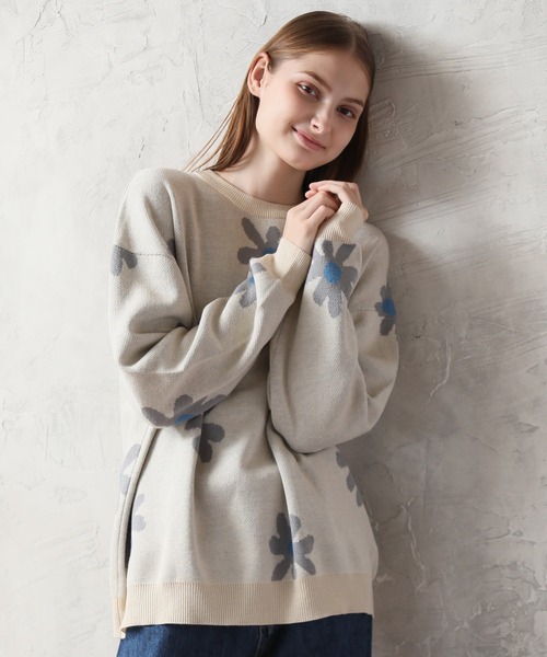 【Hyper Couture】デイジー オーバーサイズ ニット 3Lサイズ セール】DAISYFLOWER OVERSIZED KNIT/7Gボリュームニット デイジー柄