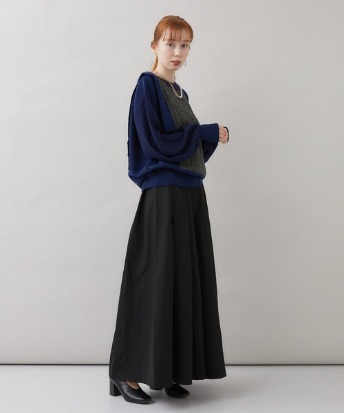 1％（イチ パーセント）の「1% 多柄編みニット（ニット/セーター・レディース・チャコールグレー/グリーン/アイボリー・FREE）」の9枚目の写真