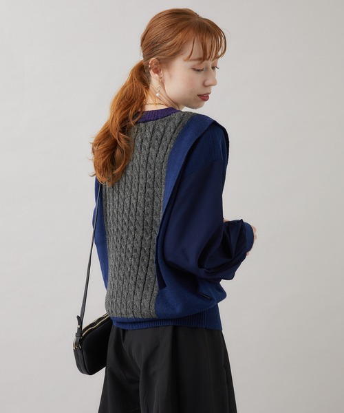 1％（イチ パーセント）の「1% 多柄編みニット（ニット/セーター・レディース・チャコールグレー/グリーン/アイボリー・FREE）」の19枚目の写真