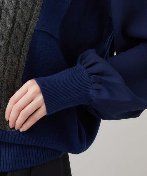 1％（イチ パーセント）の「1% 多柄編みニット（ニット/セーター・レディース・チャコールグレー/グリーン/アイボリー・FREE）」の5枚目の写真