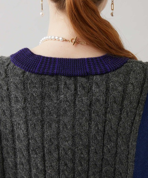 1％（イチ パーセント）の「1% 多柄編みニット（ニット/セーター・レディース・チャコールグレー/グリーン/アイボリー・FREE）」の20枚目の写真