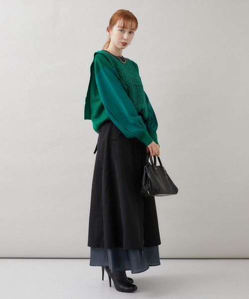 1％（イチ パーセント）の「1% 多柄編みニット（ニット/セーター・レディース・チャコールグレー/グリーン/アイボリー・FREE）」の16枚目の写真