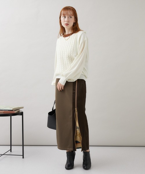 1％（イチ パーセント）の「1% 多柄編みニット（ニット/セーター・レディース・チャコールグレー/グリーン/アイボリー・FREE）」の12枚目の写真