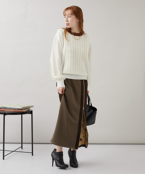 1％（イチ パーセント）の「1% 多柄編みニット（ニット/セーター・レディース・チャコールグレー/グリーン/アイボリー・FREE）」の17枚目の写真