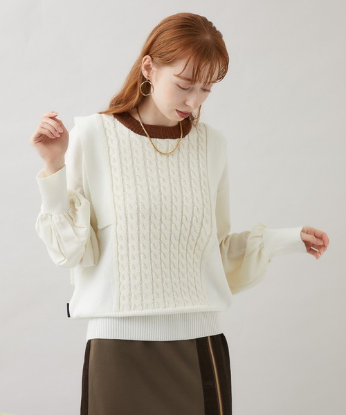 1％（イチ パーセント）の「1% 多柄編みニット（ニット/セーター・レディース・チャコールグレー/グリーン/アイボリー・FREE）」の13枚目の写真