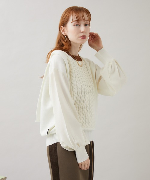 1％（イチ パーセント）の「1% 多柄編みニット（ニット/セーター・レディース・チャコールグレー/グリーン/アイボリー・FREE）」の18枚目の写真