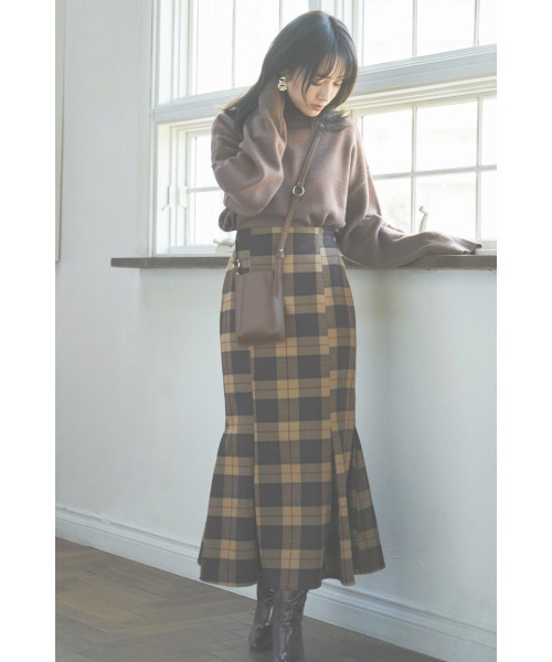 N WITH.(エヌウィズ)の「チェックマーメイドフレアスカート(スカート・レディース・ベージュ/ブラック・FREE)」の5枚目の写真