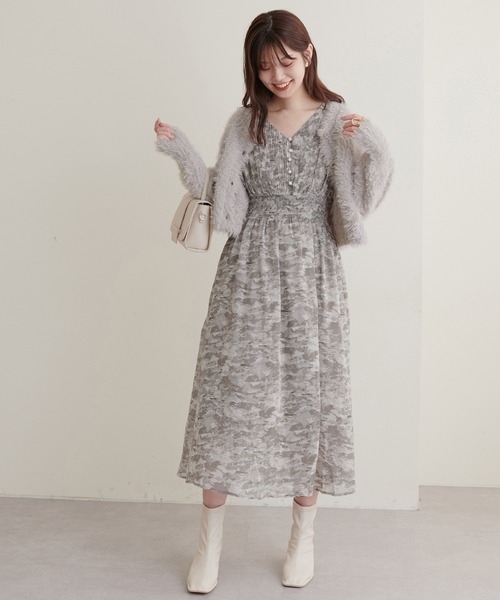 シャギーカーディガン　プチハイニットワンピースセット natural couture（ナチュラルクチュール）の「大人上品な主役コーデ