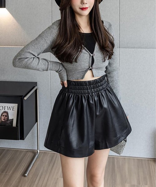 LOPASS（ロパス）の「ハイウエストPUショーツ（その他パンツ・レディース・ブラウン/ブラック・S/M/L/XL）」の4枚目の写真