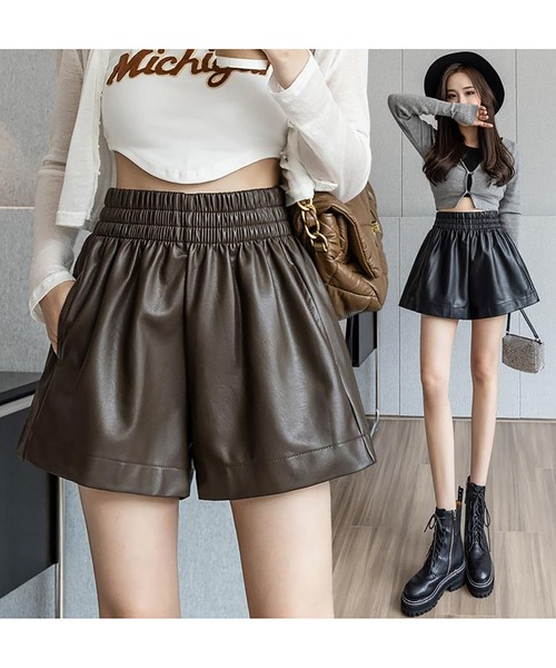 LOPASS（ロパス）の「ハイウエストPUショーツ（その他パンツ・レディース・ブラウン/ブラック・S/M/L/XL）」の12枚目の写真