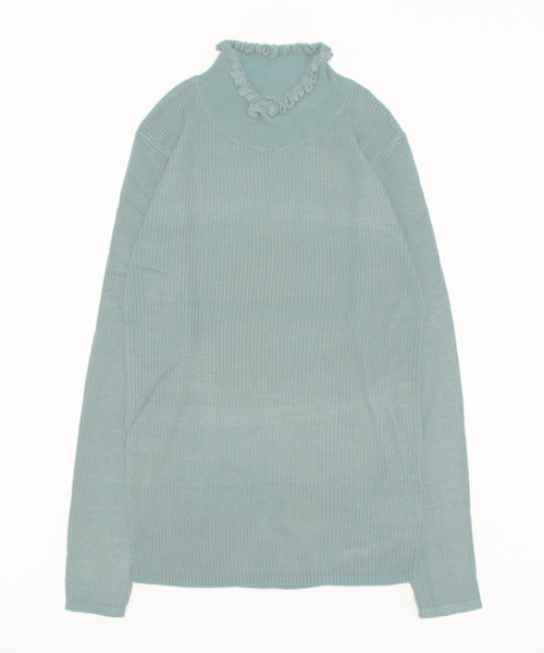 Samansa Mos2(サマンサ モスモス)の「【マシンウォッシャブル】フリルリブタートルネックニット(ニット/セーター・レディース・オフホワイト/ブルー/チャコール/パープル・フリ-)」の1枚目の写真