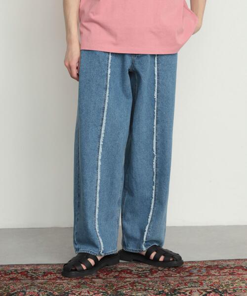 SENSE OF PLACE by URBAN RESEARCH（センスオブプレイスバイアーバンリサーチ）の「デニムフリンジパネルワイドパンツ（デニムパンツ・メンズ・ブラック/ライトインディゴブルー・MEDIUM/LARGE）」の15枚目の写真