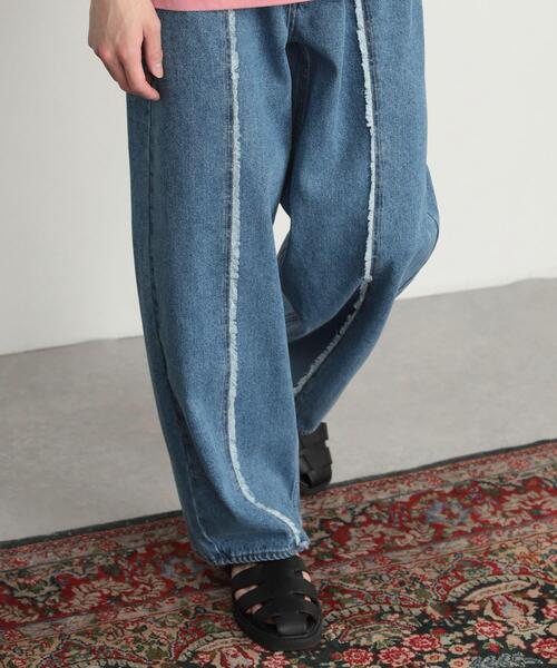 SENSE OF PLACE by URBAN RESEARCH（センスオブプレイスバイアーバンリサーチ）の「デニムフリンジパネルワイドパンツ（デニムパンツ・メンズ・ブラック/ライトインディゴブルー・MEDIUM/LARGE）」の16枚目の写真