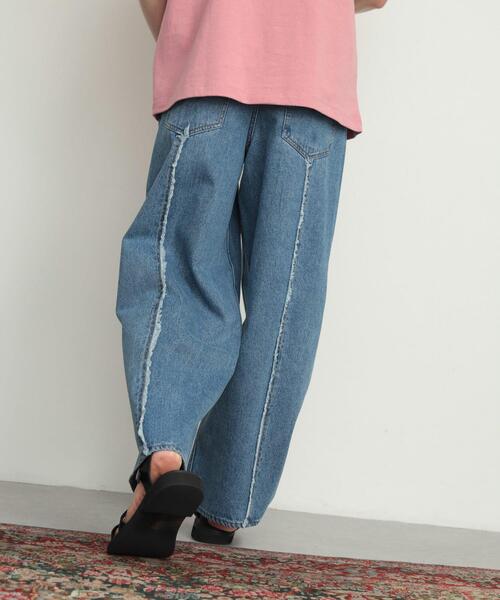 SENSE OF PLACE by URBAN RESEARCH（センスオブプレイスバイアーバンリサーチ）の「デニムフリンジパネルワイドパンツ（デニムパンツ・メンズ・ブラック/ライトインディゴブルー・MEDIUM/LARGE）」の18枚目の写真